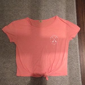pink front tie shirt